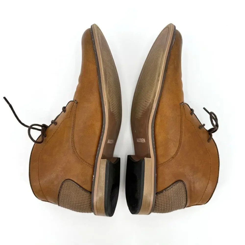 Steve Madden Mens Chukka Boots Size 13M Brown Faux Leather Lace Up Career Ankle